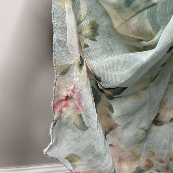 MAC DUGGAL Dress Womens 2 Floral Ruffle Hem Chiffon Ruched Sleeveless Sheath - Picture 6 of 15